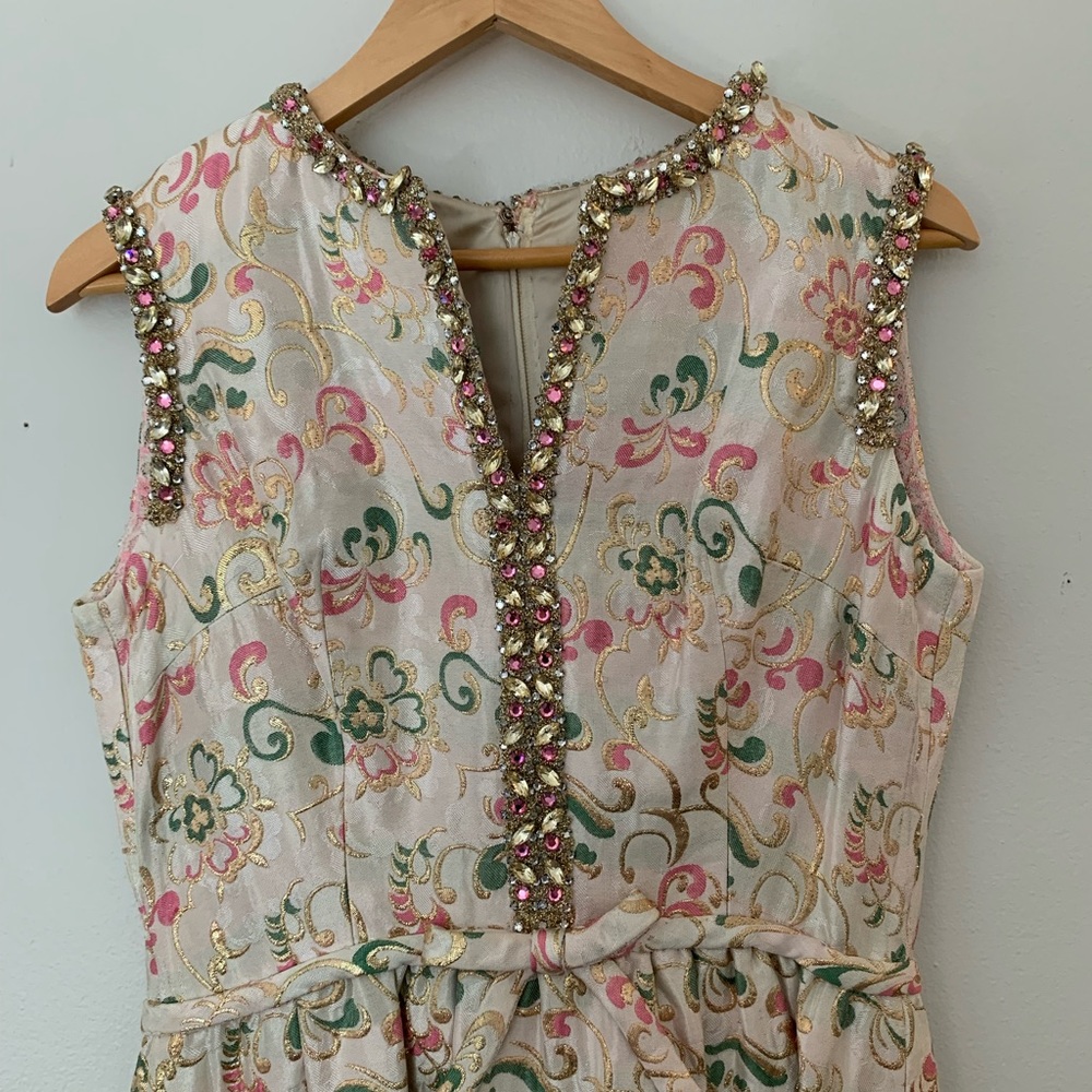 VTG 1950’s Porter’s Madison Ave at 62nd Street Brocade Rhinestone Party Dress - Picture 5 of 15